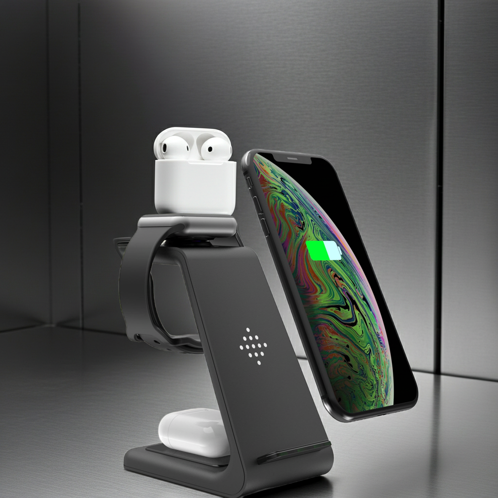 3 In 1 Fast Charging Station Wireless Charger Stand Wireless Quick Charge Dock For Phone Holder