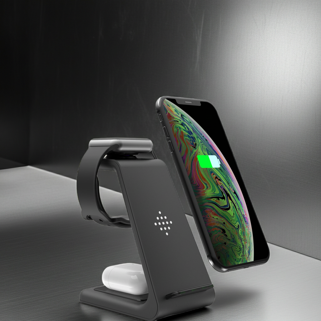 3 In 1 Fast Charging Station Wireless Charger Stand Wireless Quick Charge Dock For Phone Holder